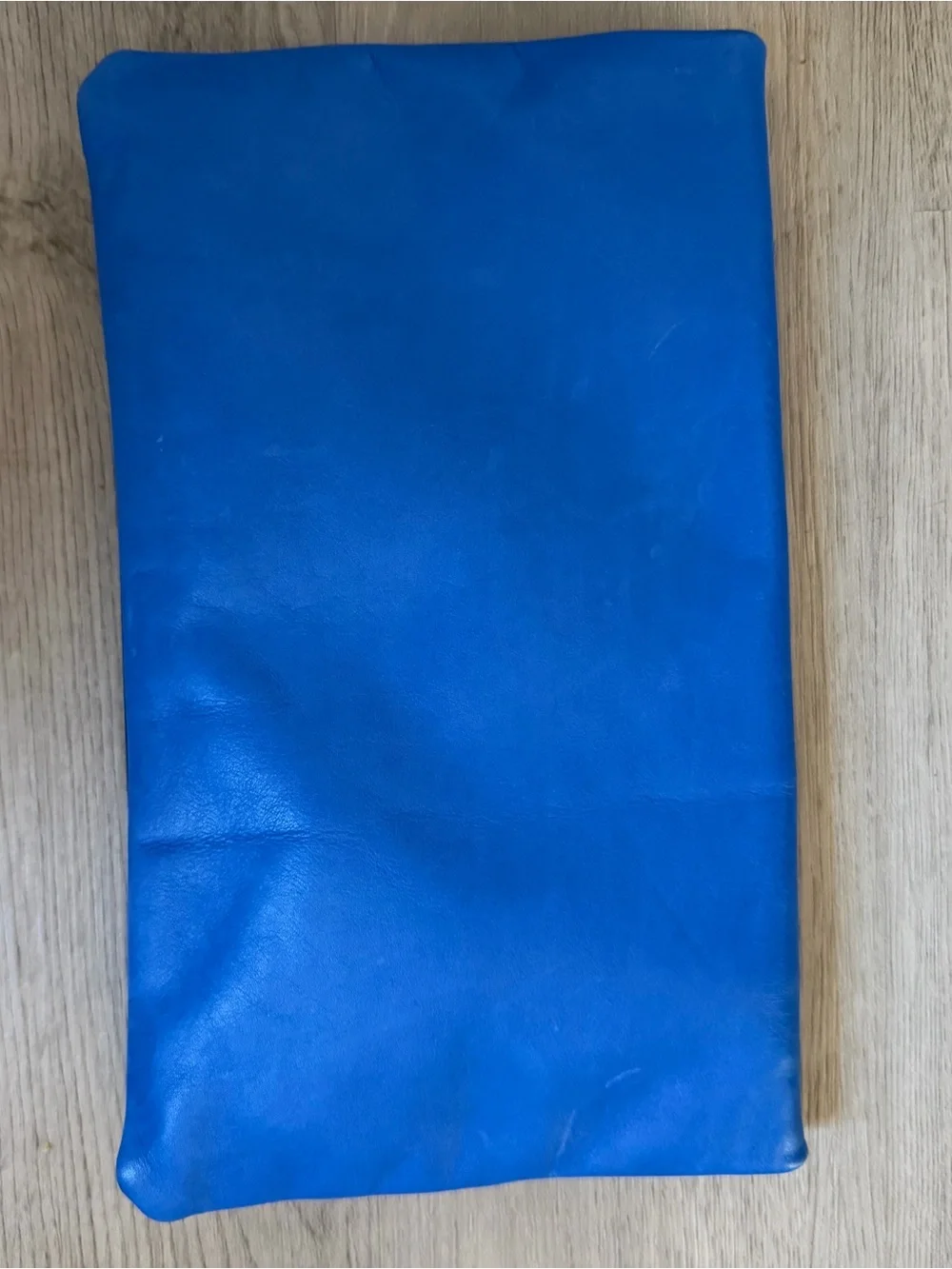 Clare V. Supreme Colorblock Foldover Leather Clutch - Navy & Cobalt Blue